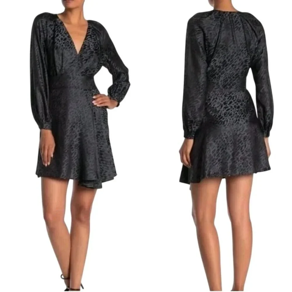 Equipment Femme NWT Alexandria Dress Animal Print Gray Black Silk Blend Size 6